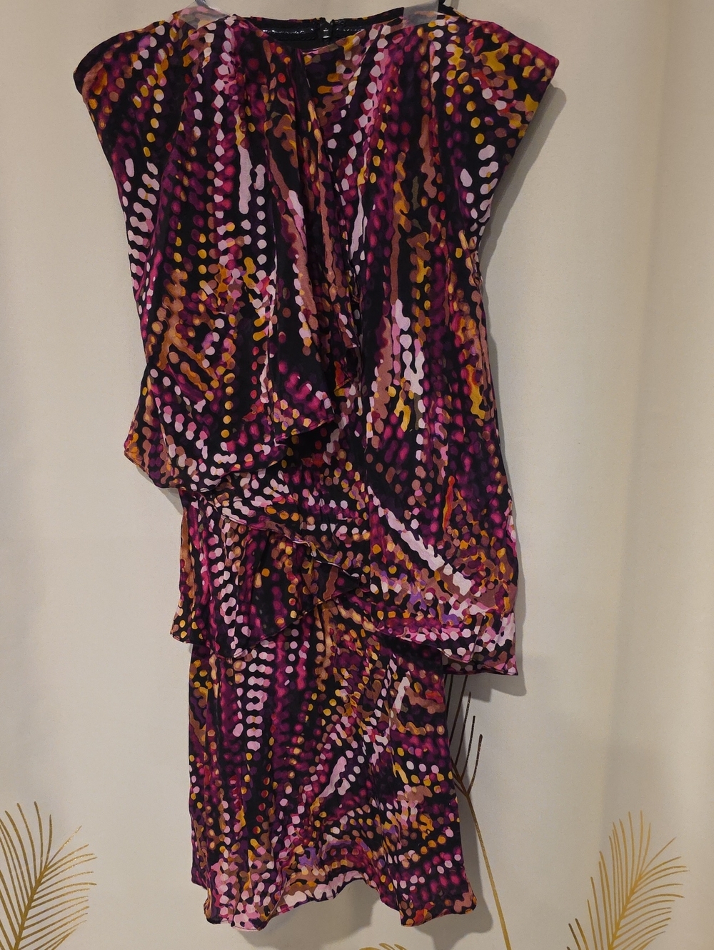 BCBGMaxAzria Black, Pink, Yellow Dot-Print Mini Dress